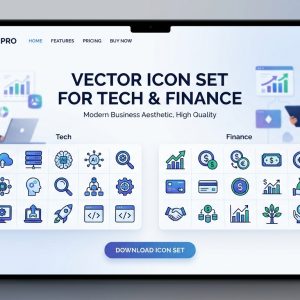 Vector Icon Set for Tech & Finance